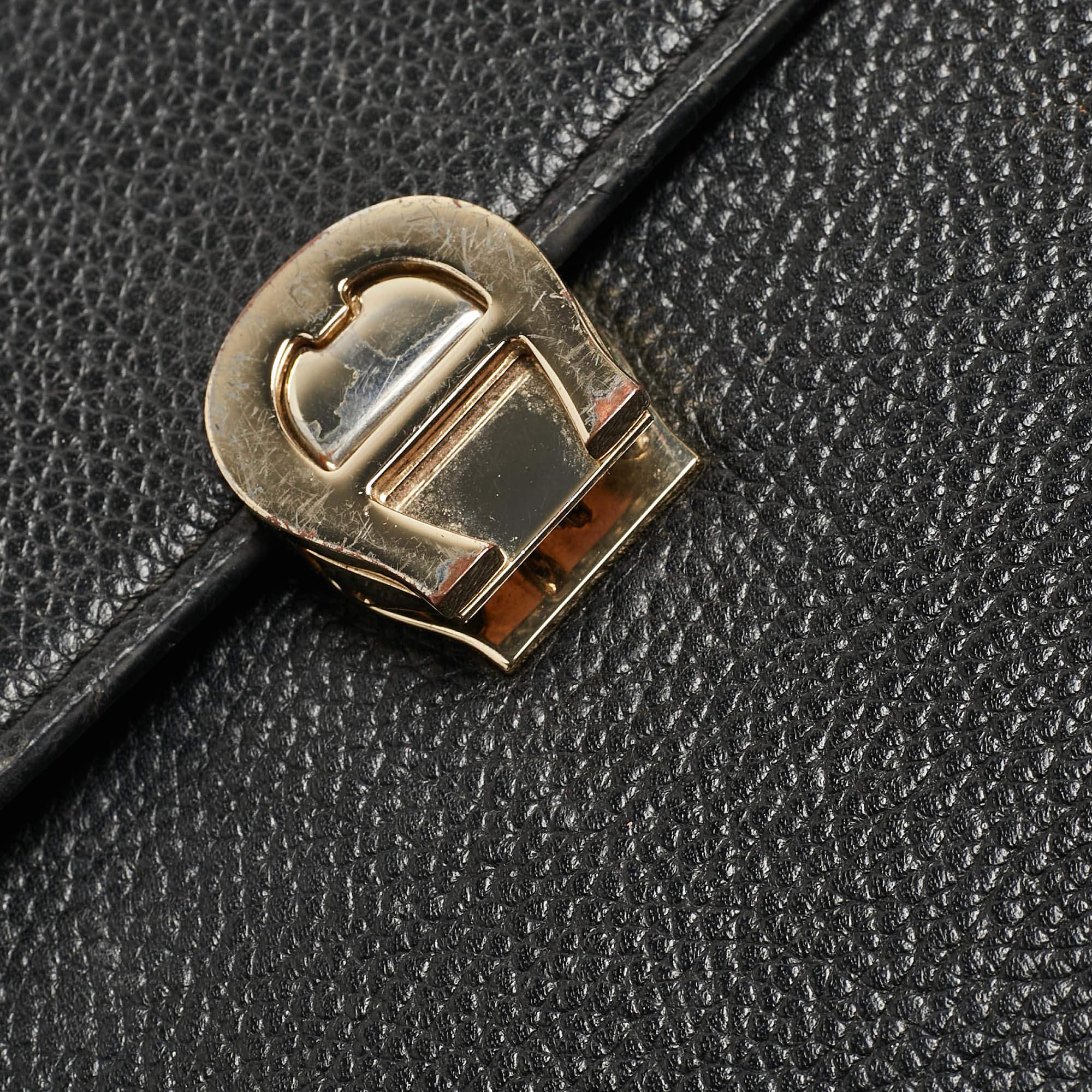 Aigner Black Leather Genoveva Top Handle Bag For Sale 5