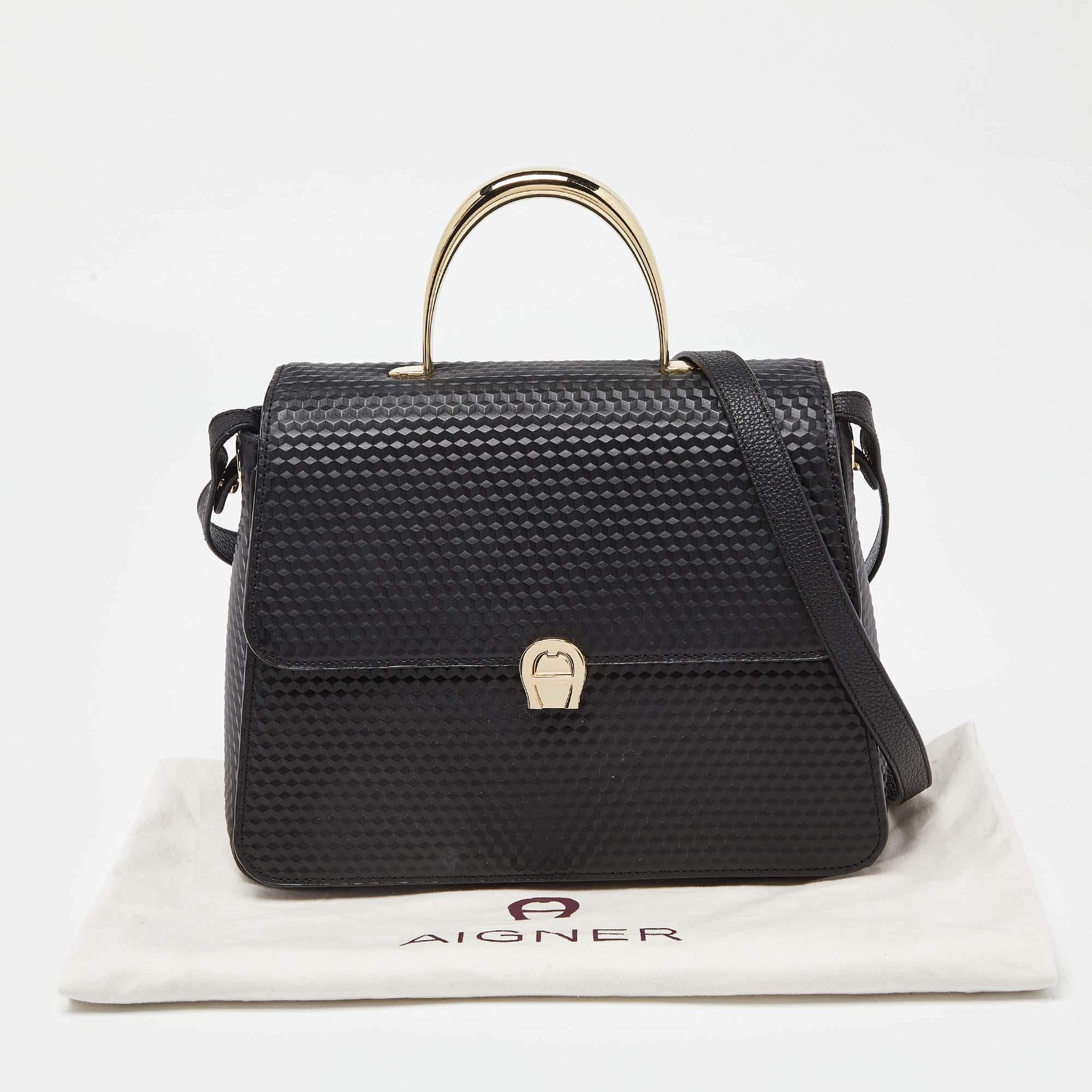 Aigner Black Leather Genoveva Top Handle Bag 5
