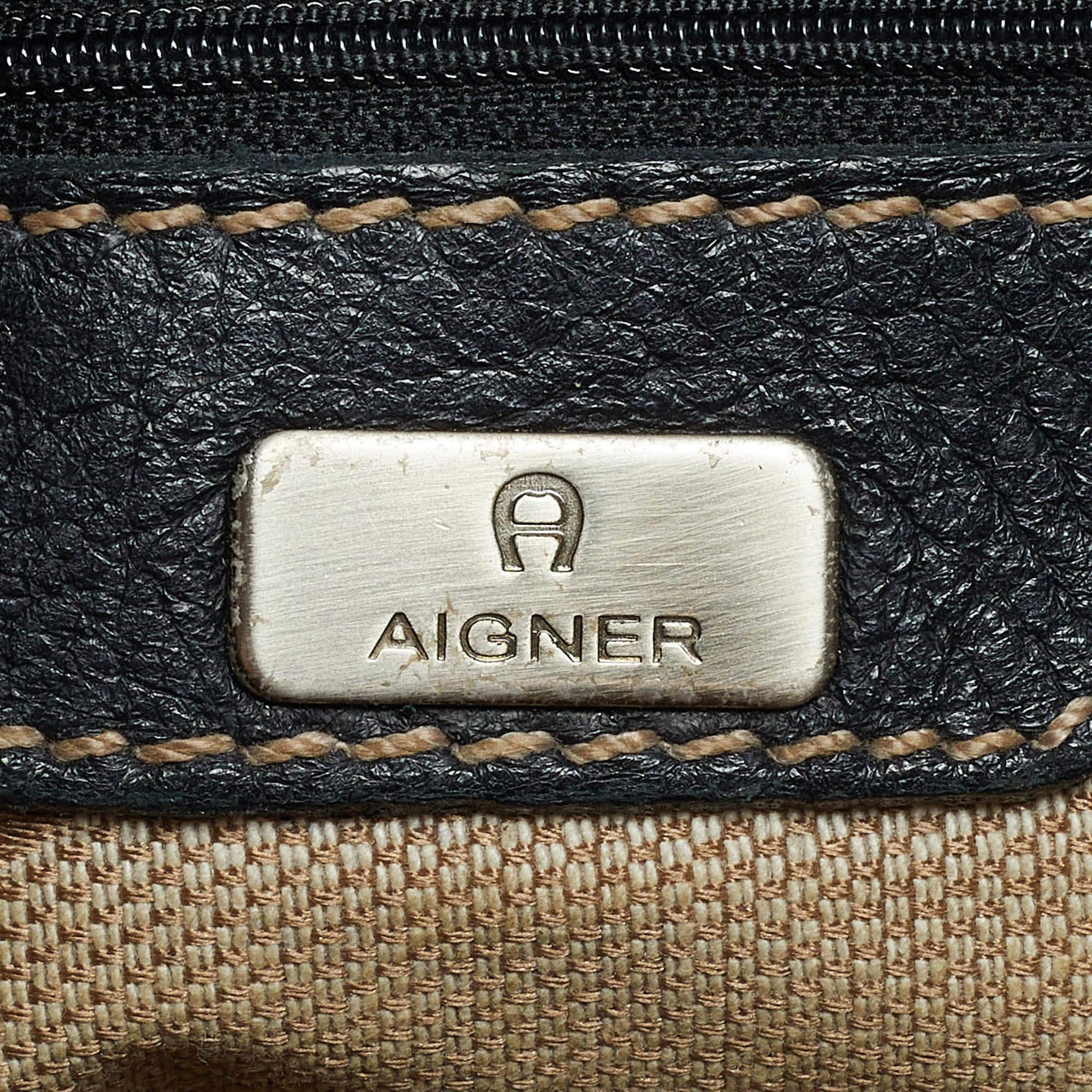Bolso Messenger Aigner Logo Piel Negro en venta 4