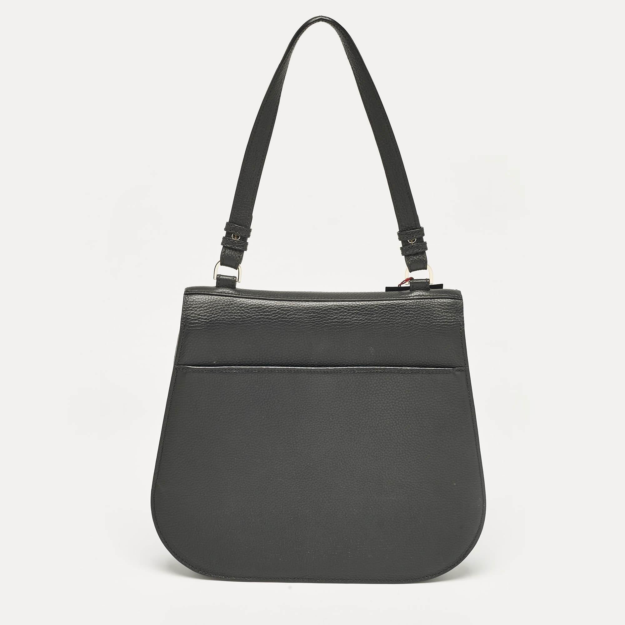 Women's Aigner Black Leather Pina Top Handle Bag