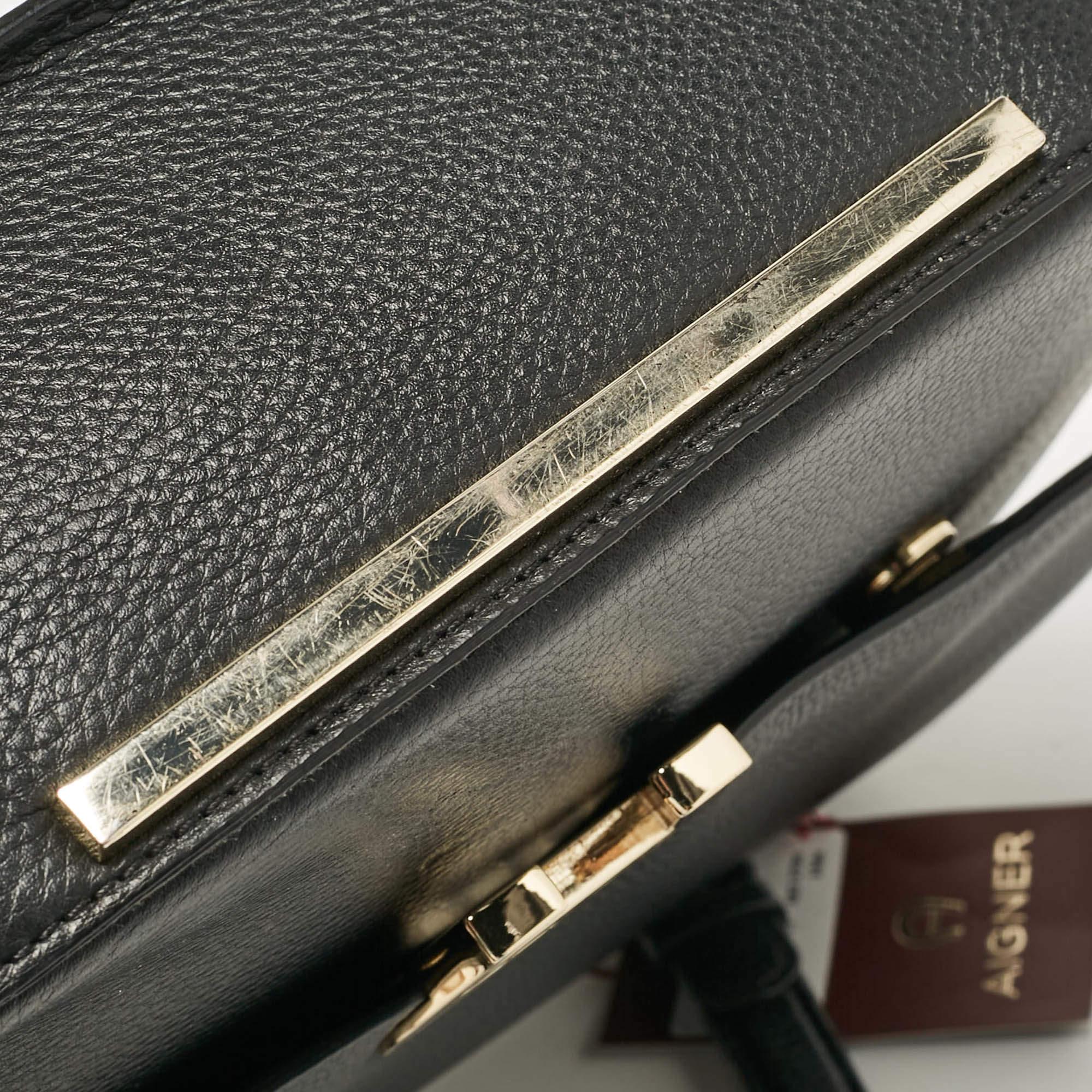 Aigner Black Leather Pina Top Handle Bag 3