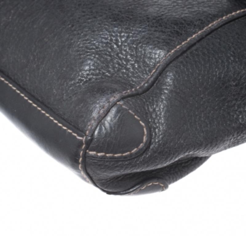Aigner Black Leather Small Satchel en venta 2