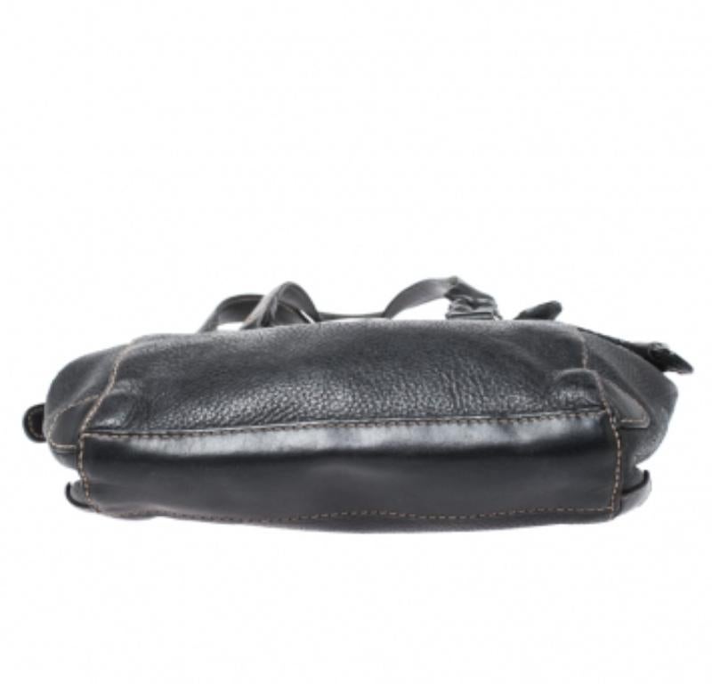 Aigner Black Leather Small Satchel en venta 4