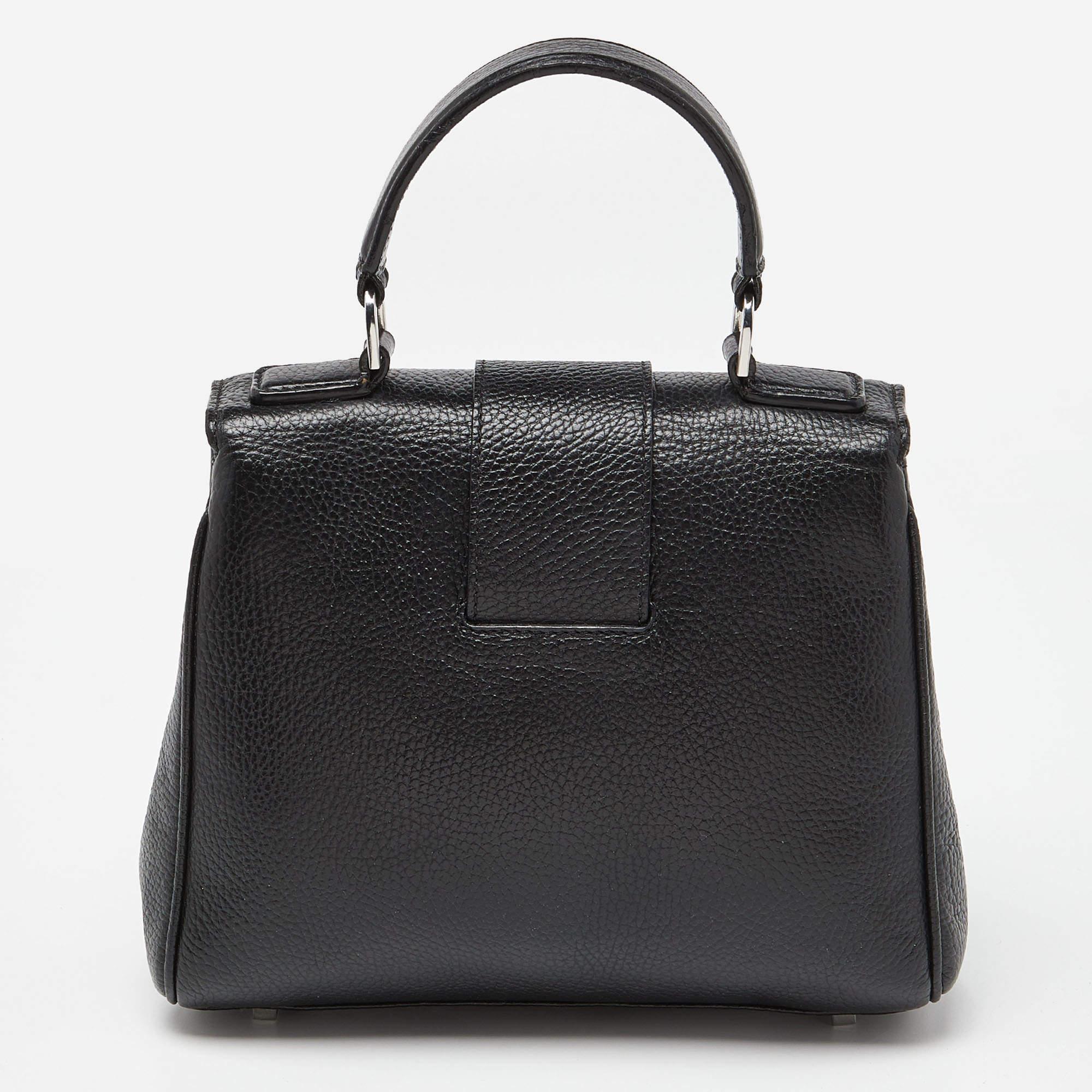 Women's Aigner Black Leather Top Handle Bag