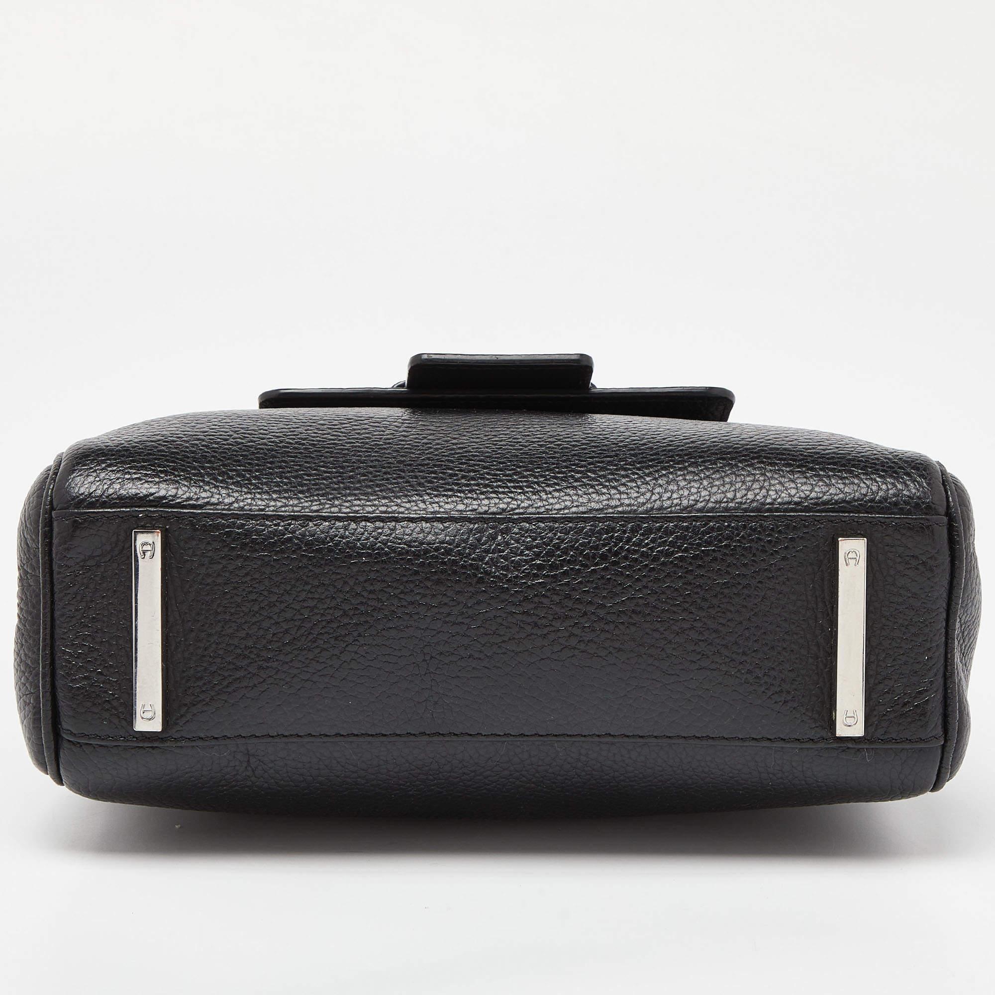 Aigner Black Leather Top Handle Bag 2
