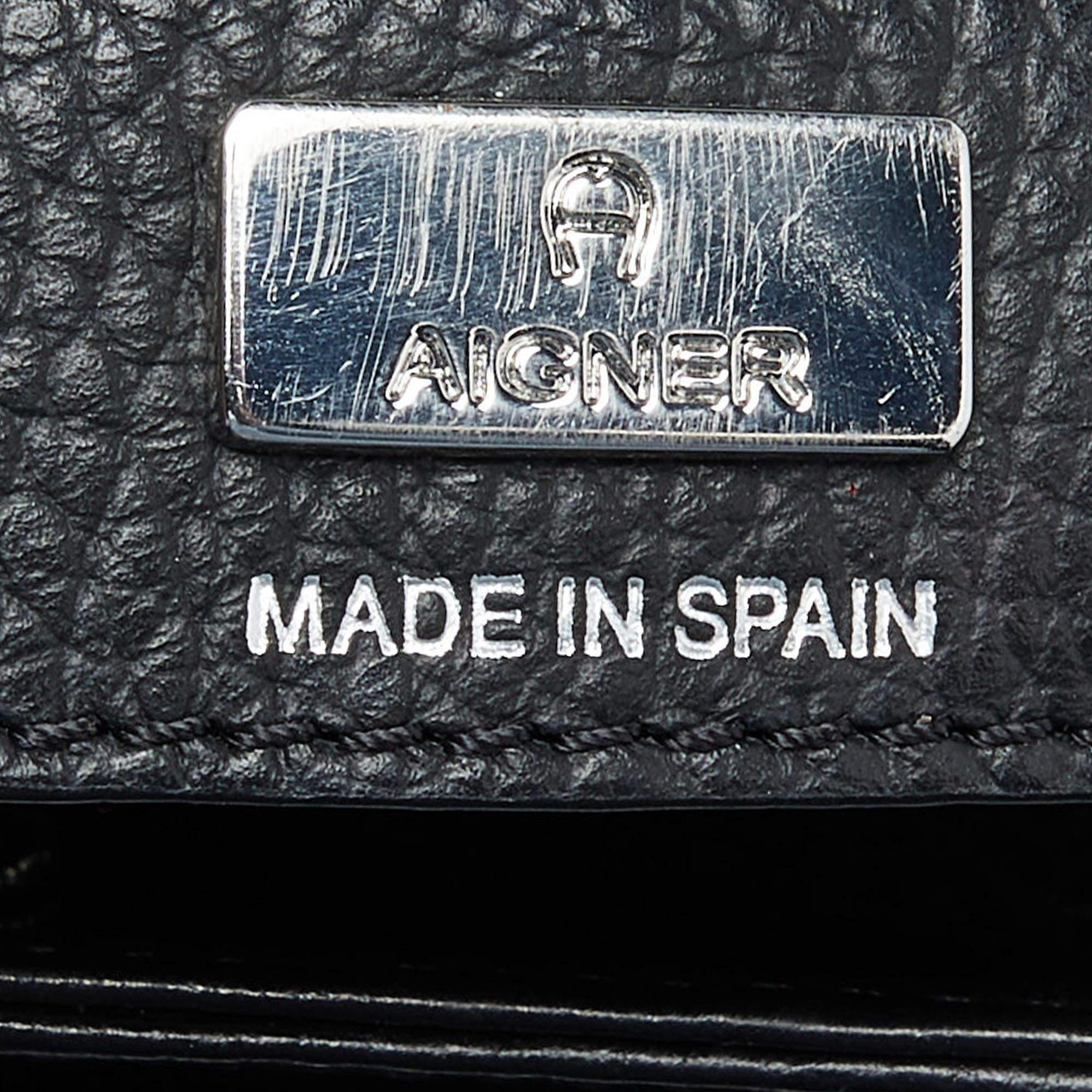 Aigner Black Leather Top Handle Bag 4