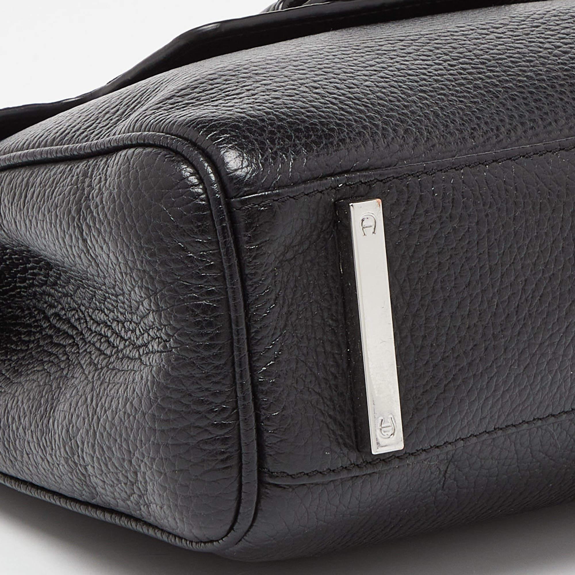 Aigner Black Leather Top Handle Bag 5