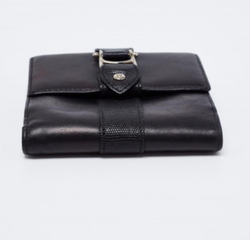 Portefeuille compact trifold en cuir noir d'Aigner en vente 5