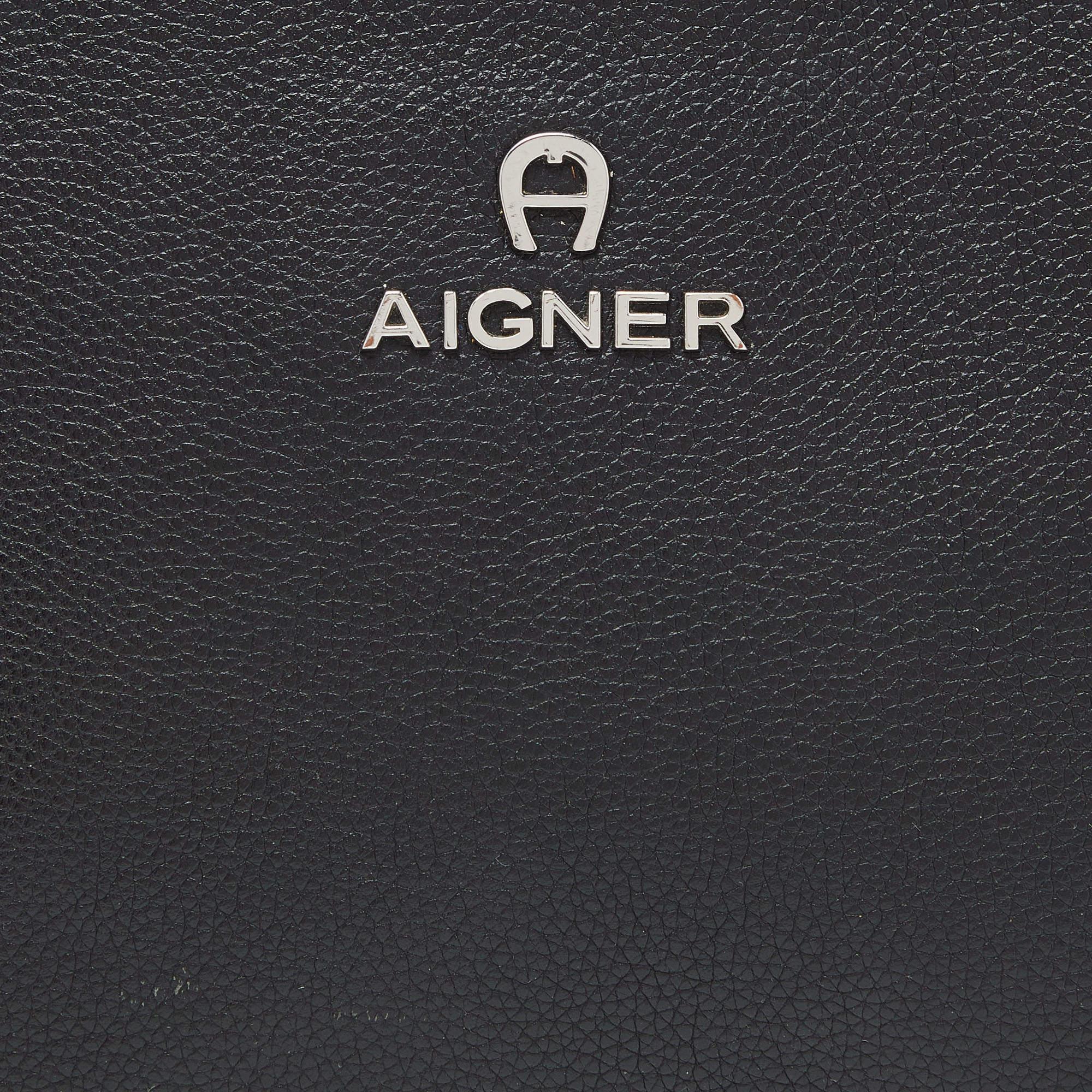 Aigner Black Leather Zip Crossbody Bag 1