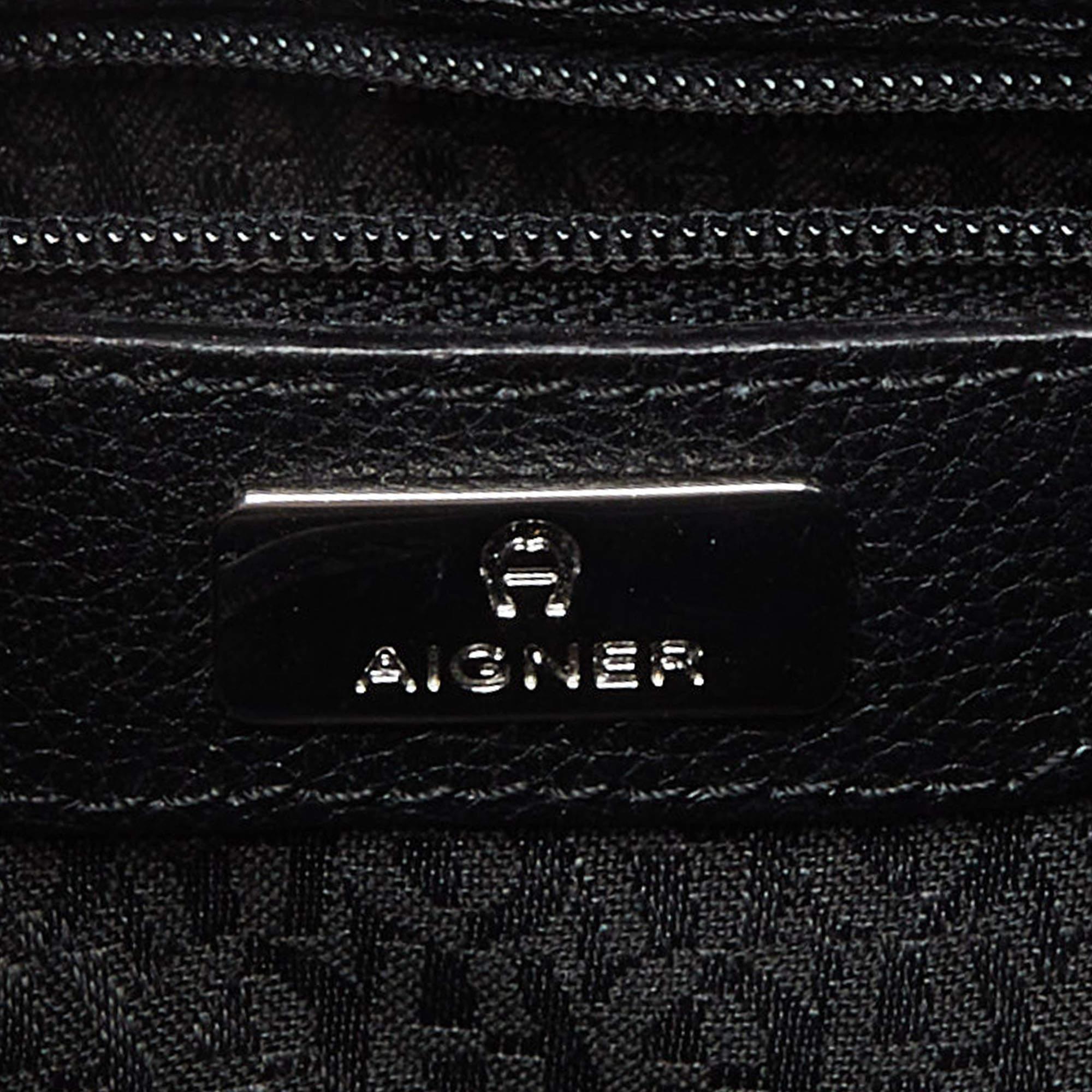 Aigner Black Leather Zip Crossbody Bag 4