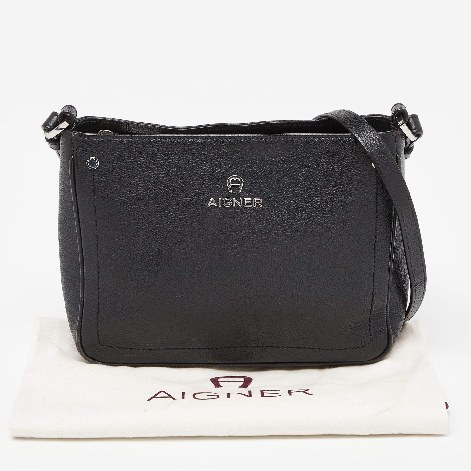 Aigner Black Leather Zip Crossbody Bag 5