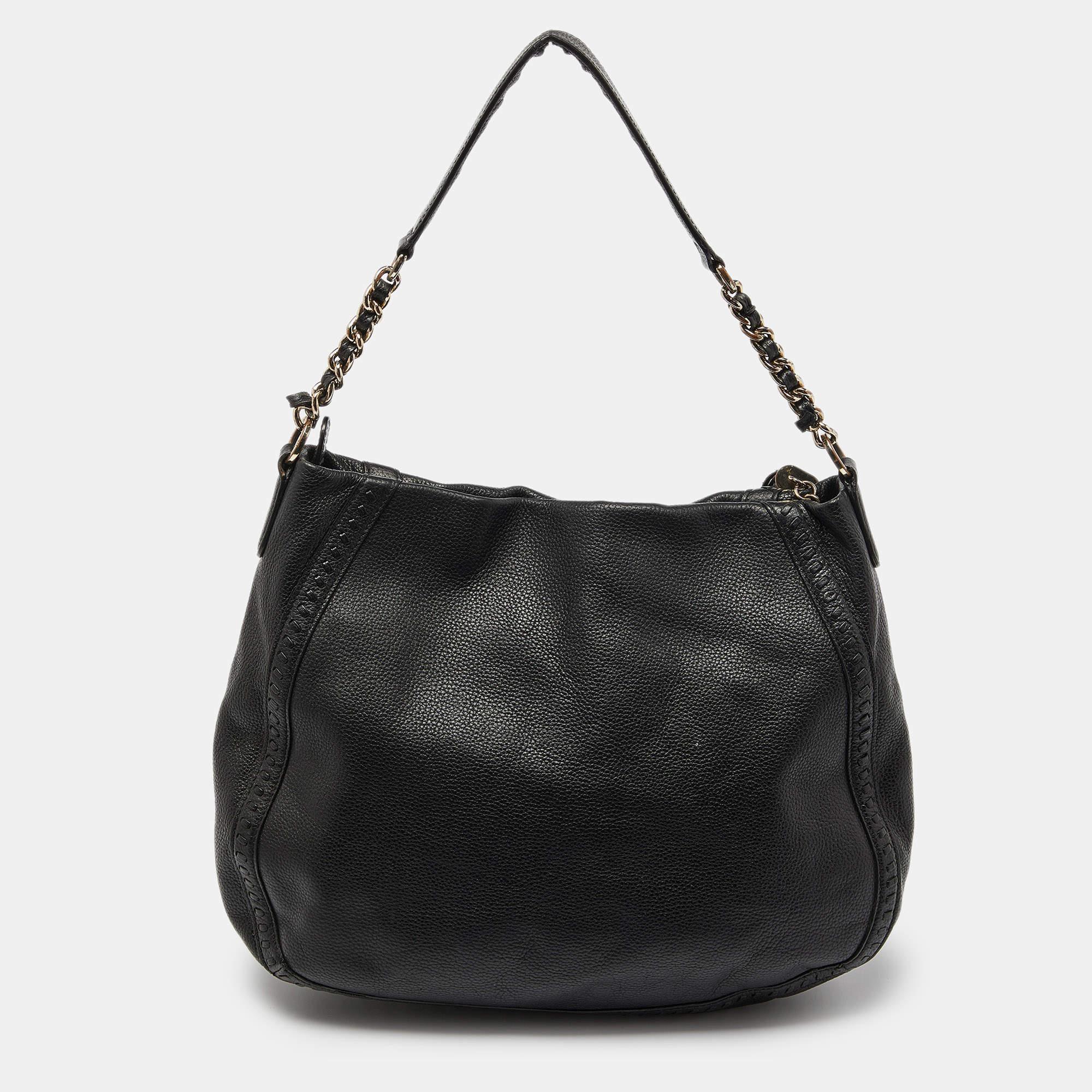 Women's Aigner Black Leather Zip Hobo For Sale