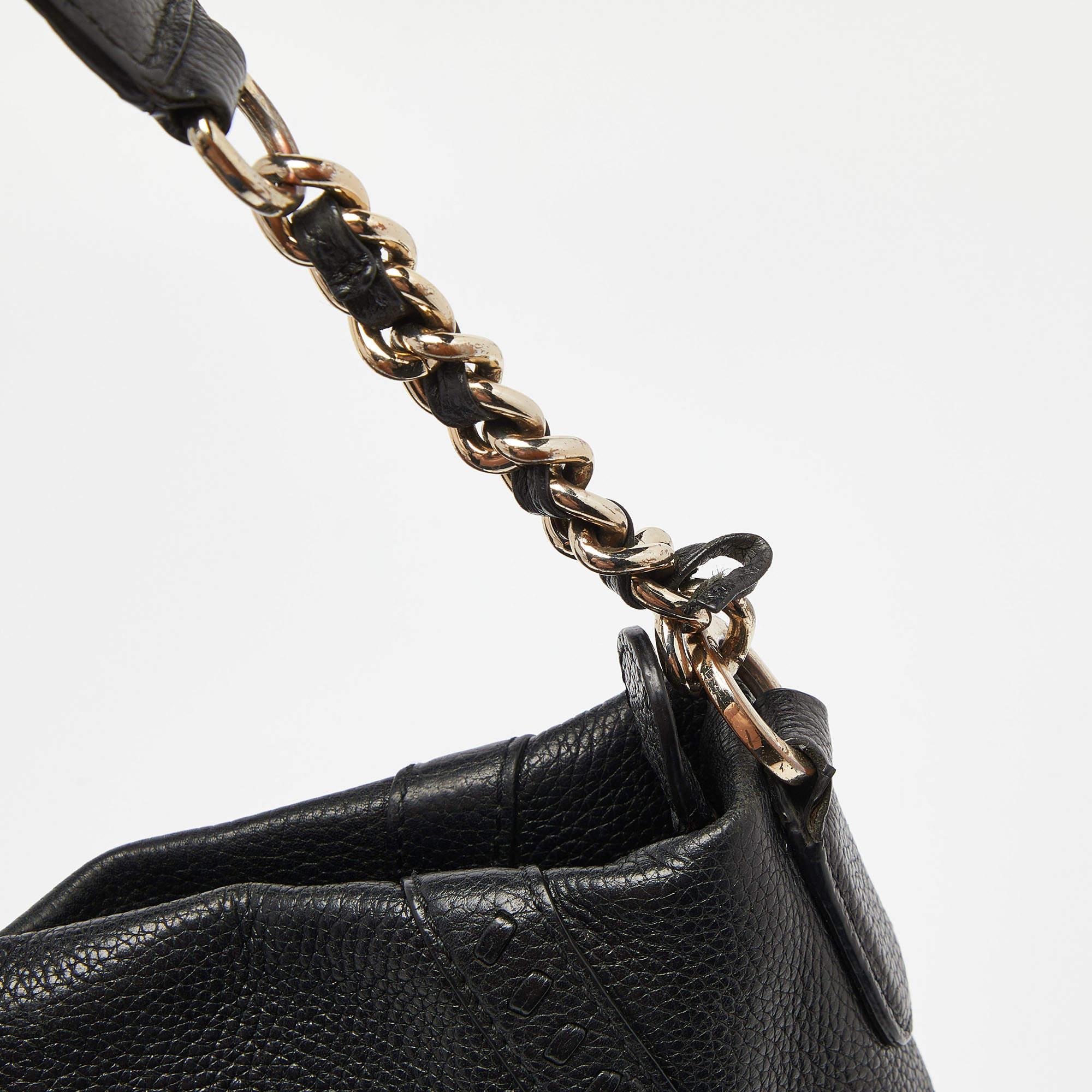 Aigner Black Leather Zip Hobo For Sale 2