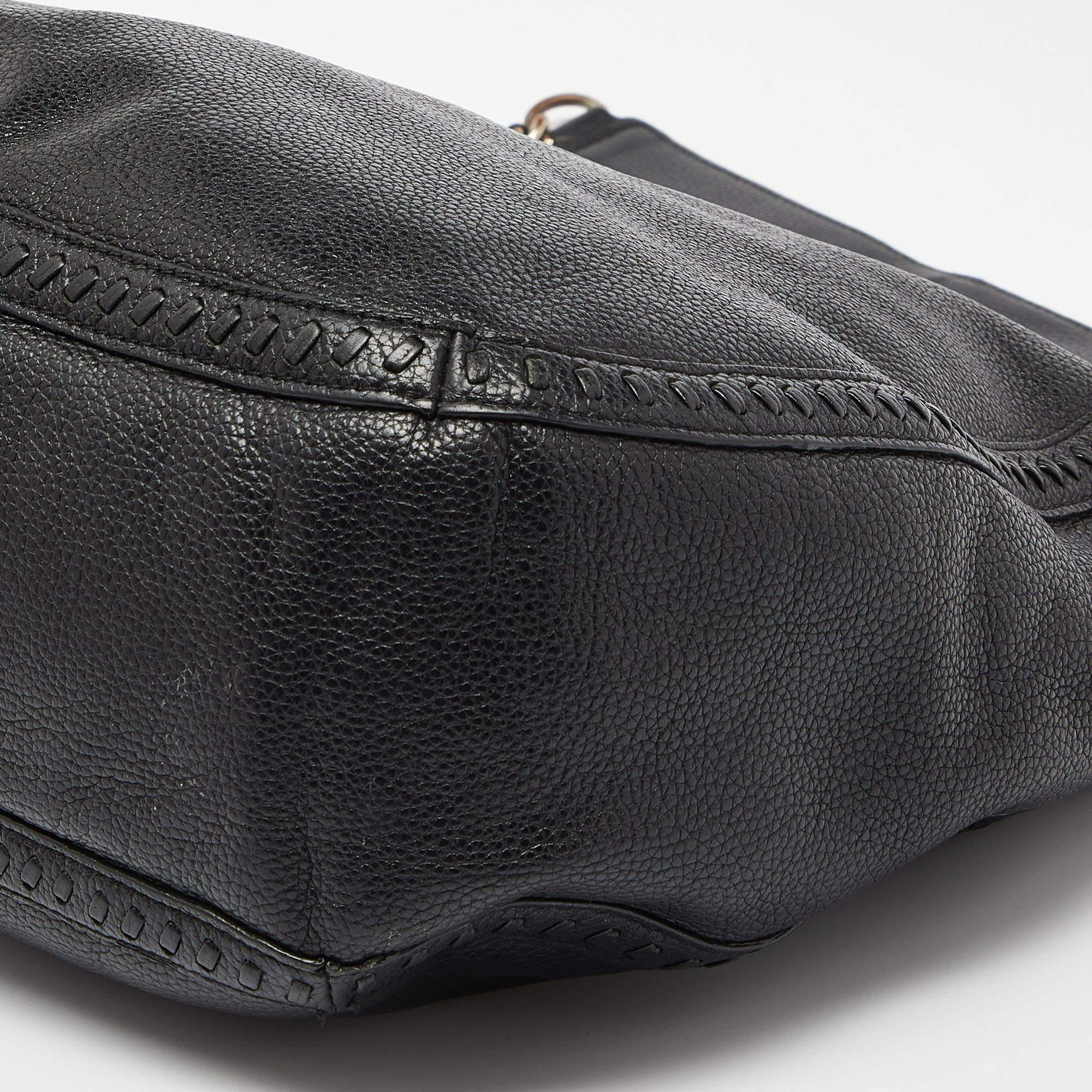 Aigner Black Leather Zip Hobo For Sale 5