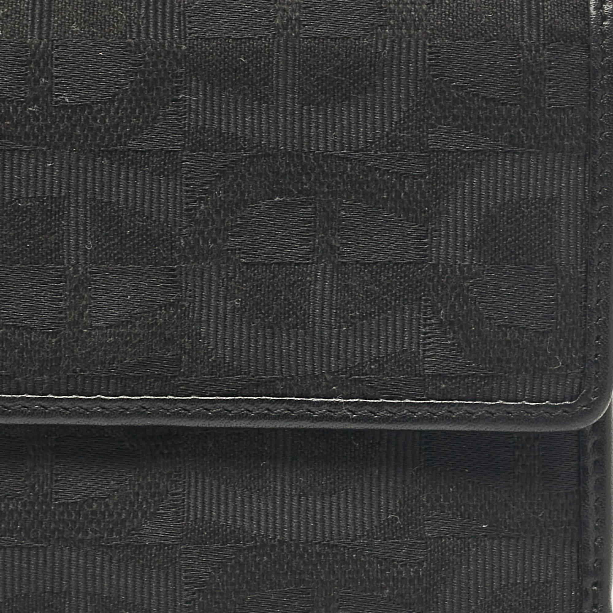 Aigner Black Monogram Fabric and Leather Trifold Wallet For Sale 4
