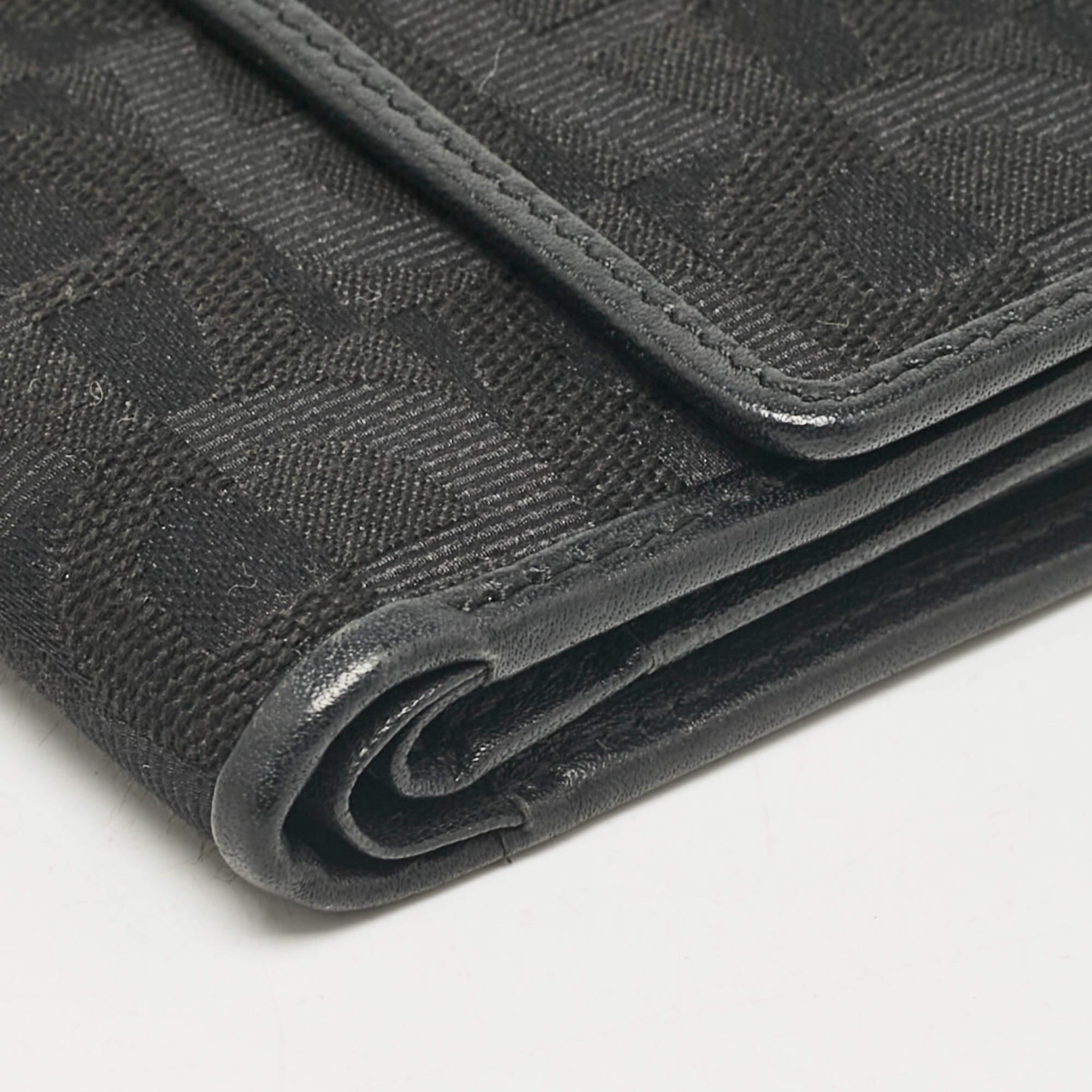 Aigner Black Monogram Fabric and Leather Trifold Wallet For Sale 5