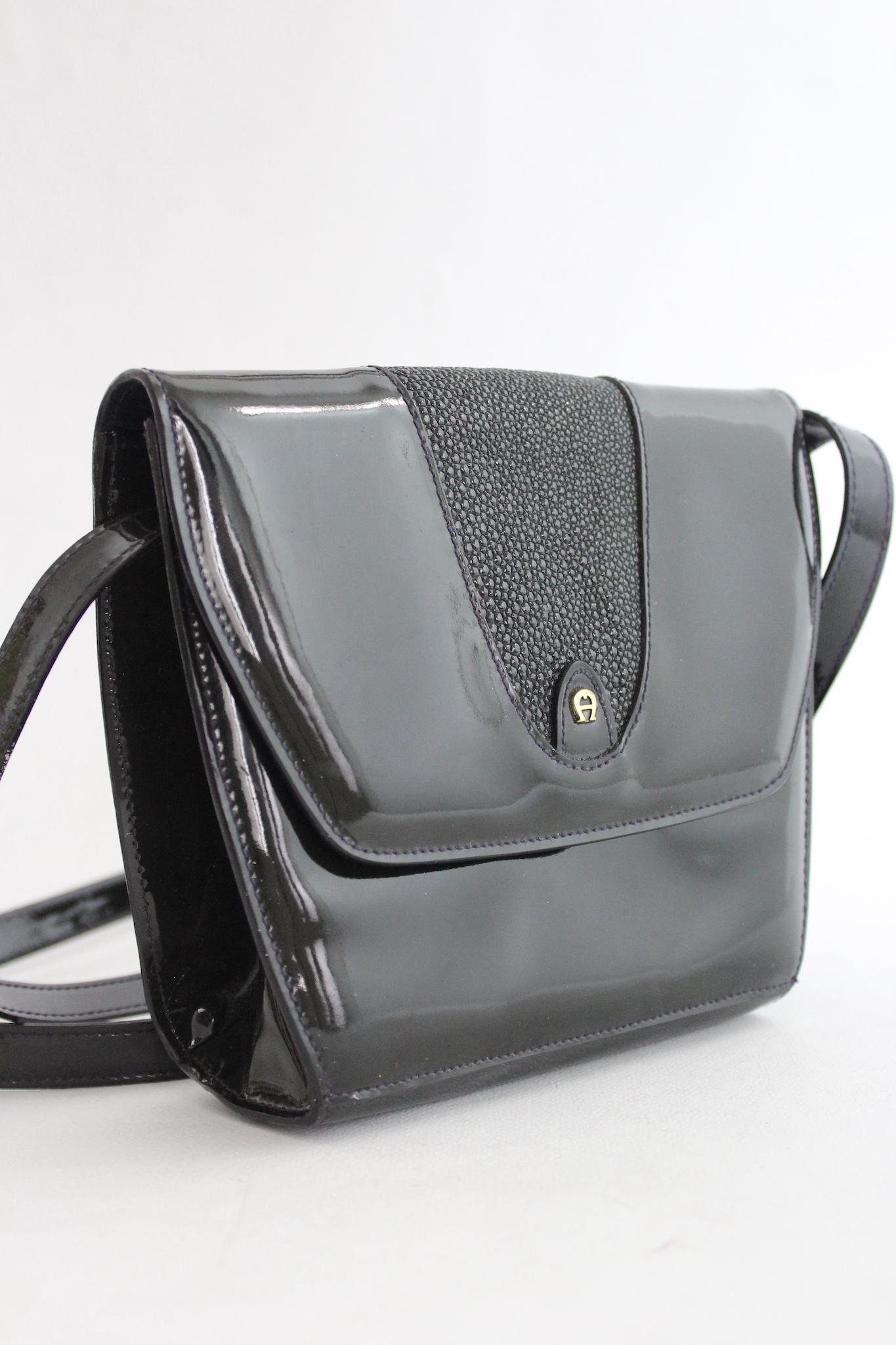 Women's Aigner Black Patent Leather Vintage Bag