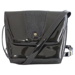 Schwarze Vintage-Lackleder-Tasche von Aigner