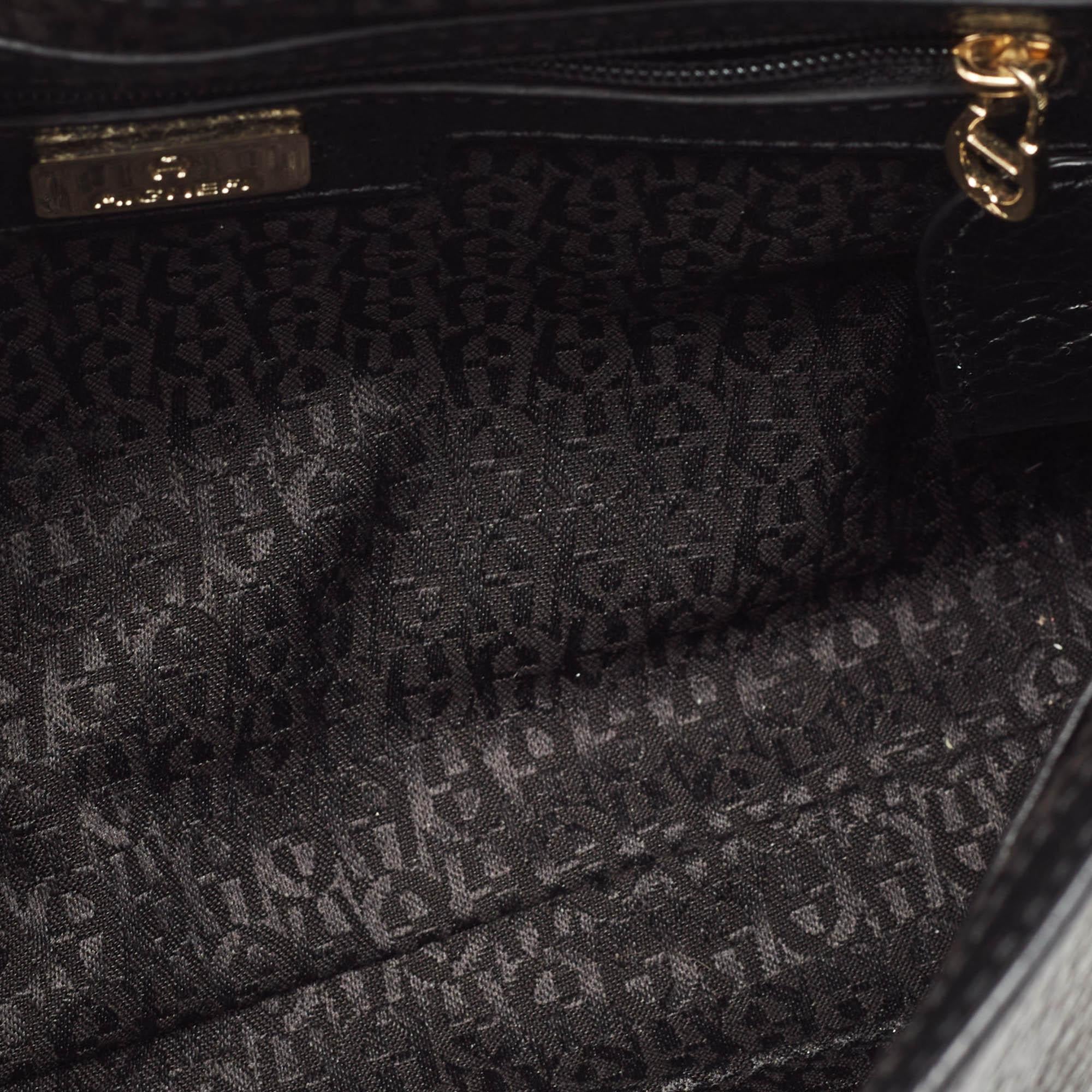 Aigner Black Pebbled Leather Flap Shoulder Bag 5