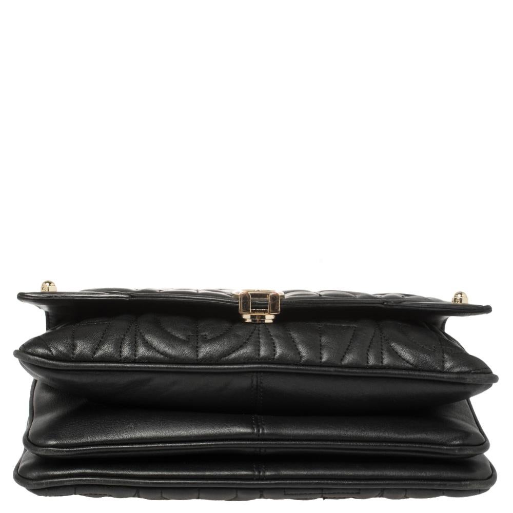 Women's Aigner Black Quilted Leather Diadora Shoulder Bag