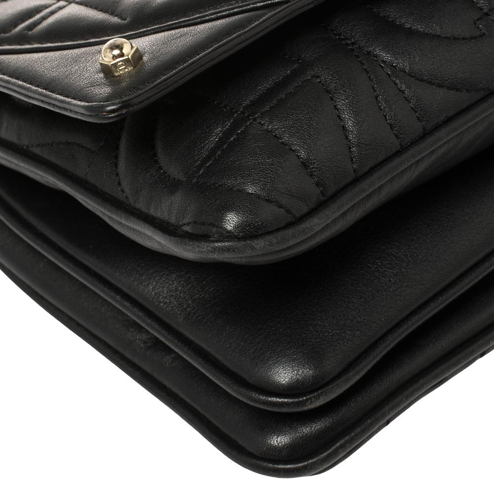 Aigner Black Quilted Leather Diadora Shoulder Bag 2