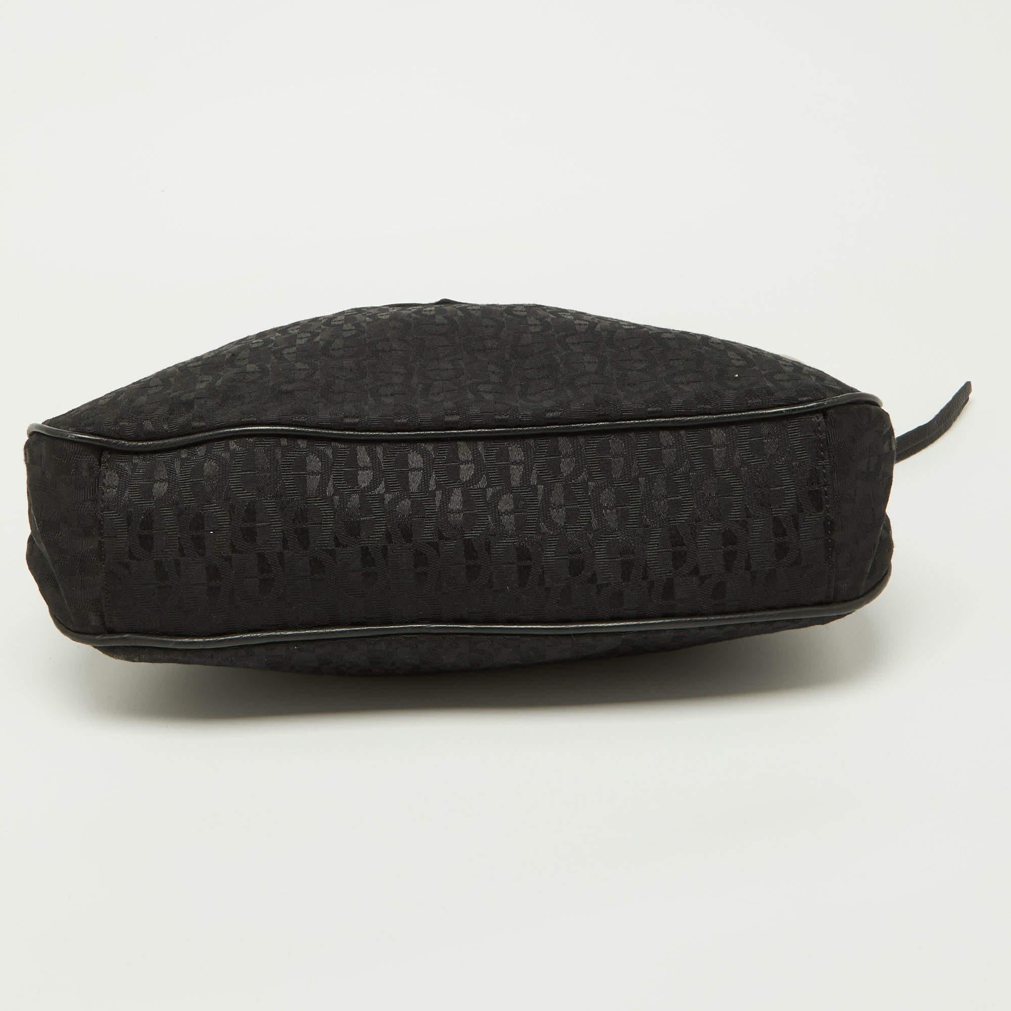 Aigner Black Signature Canvas and Leather Hobo For Sale 4
