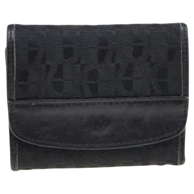 Portefeuille trifold en toile et cuir Aigner Signature noire