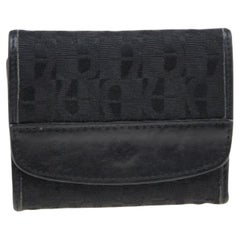 Portefeuille trifold en toile et cuir Aigner Signature noire