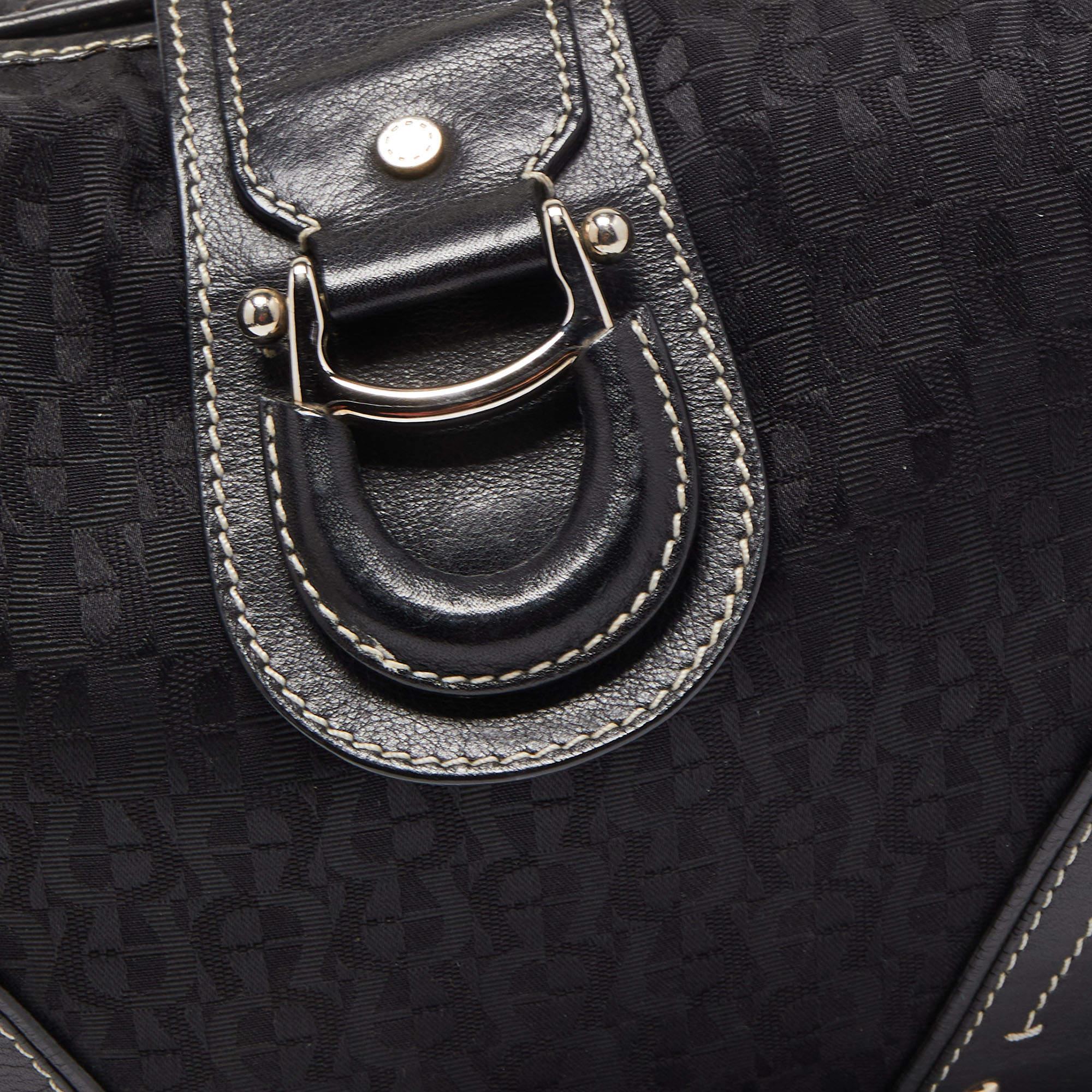 Aigner Black Signature Canvas and Leather Zip Hobo 1