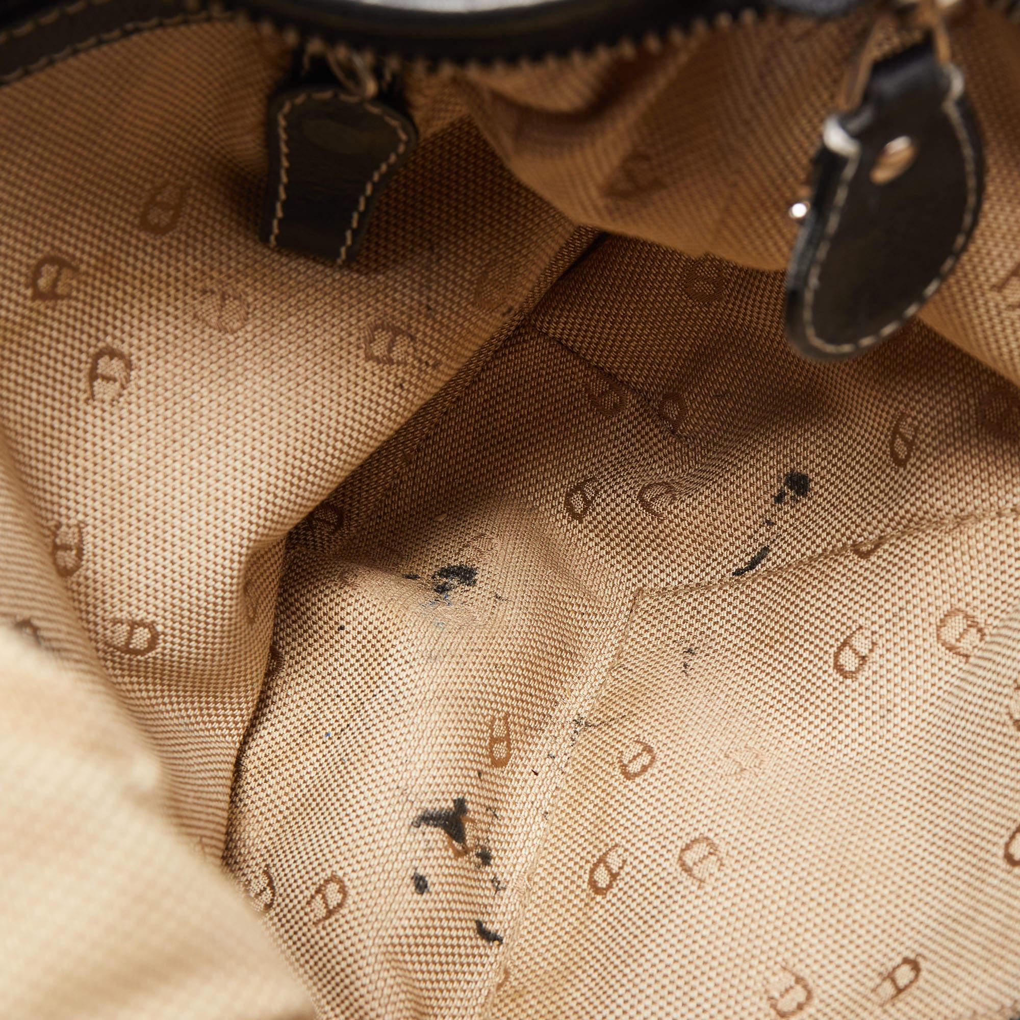 Aigner Black Signature Canvas and Leather Zip Hobo 4