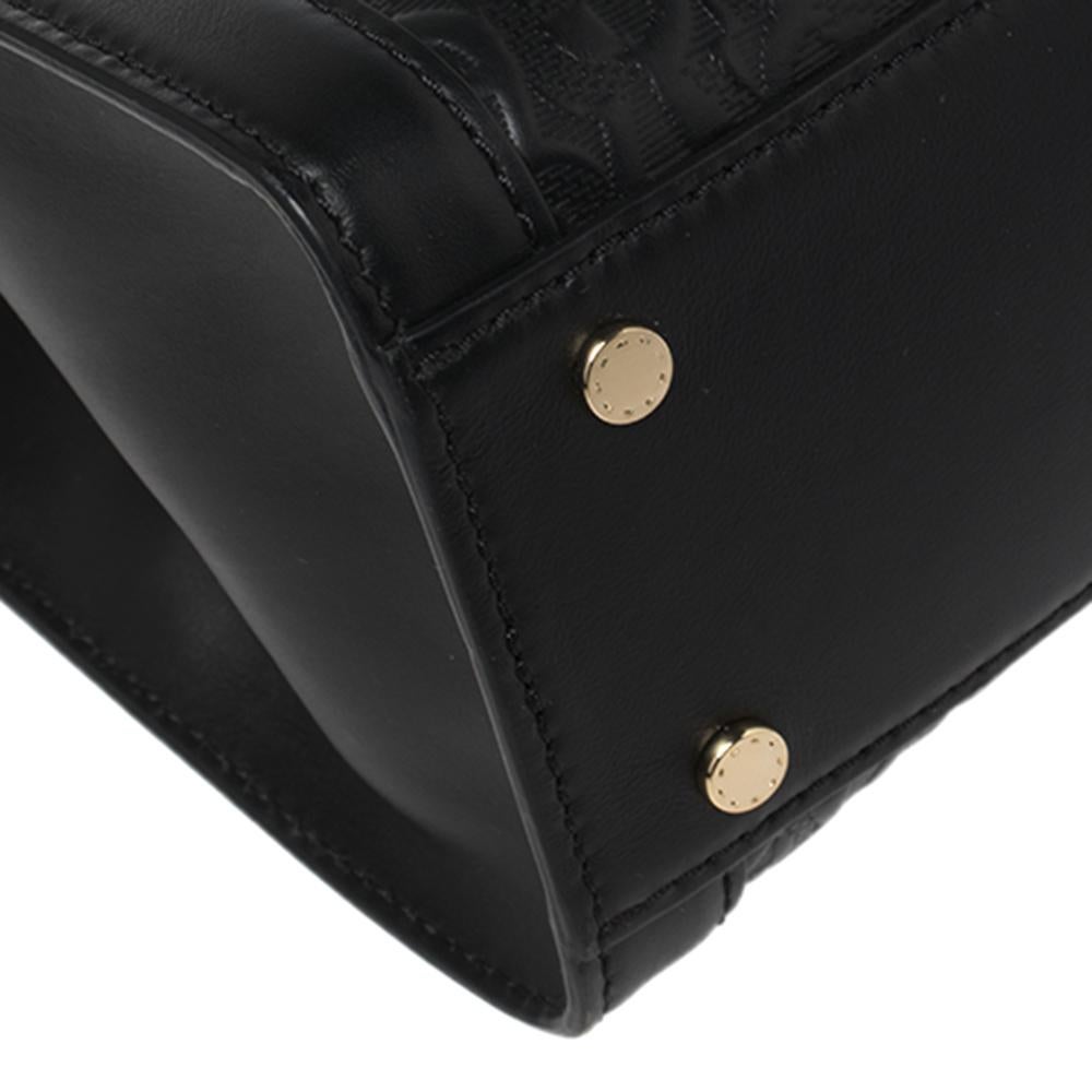 Aigner Schwarze Signature Cavallina Tote aus geprägtem Leder 3
