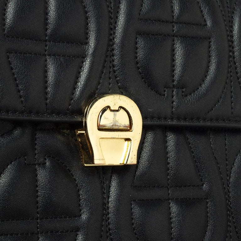 Aigner Black Signature Leather Genoveva Top Handle Bag at 1stDibs
