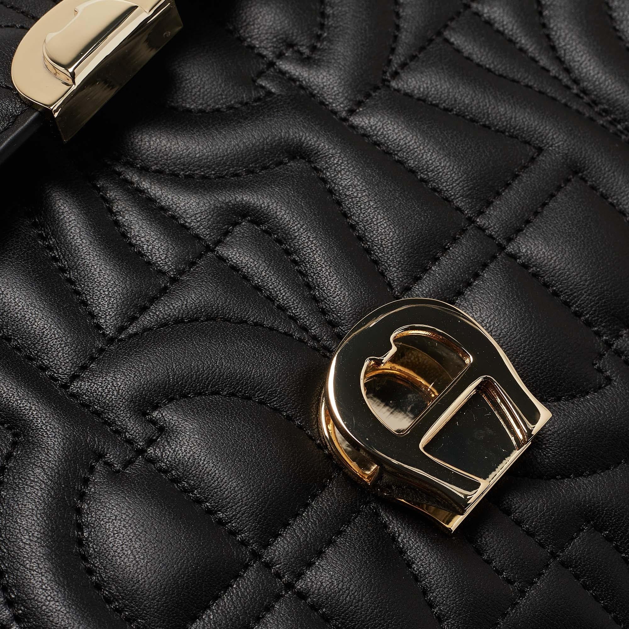 Women's Aigner Black Signature Leather Genoveva Top Handle Bag
