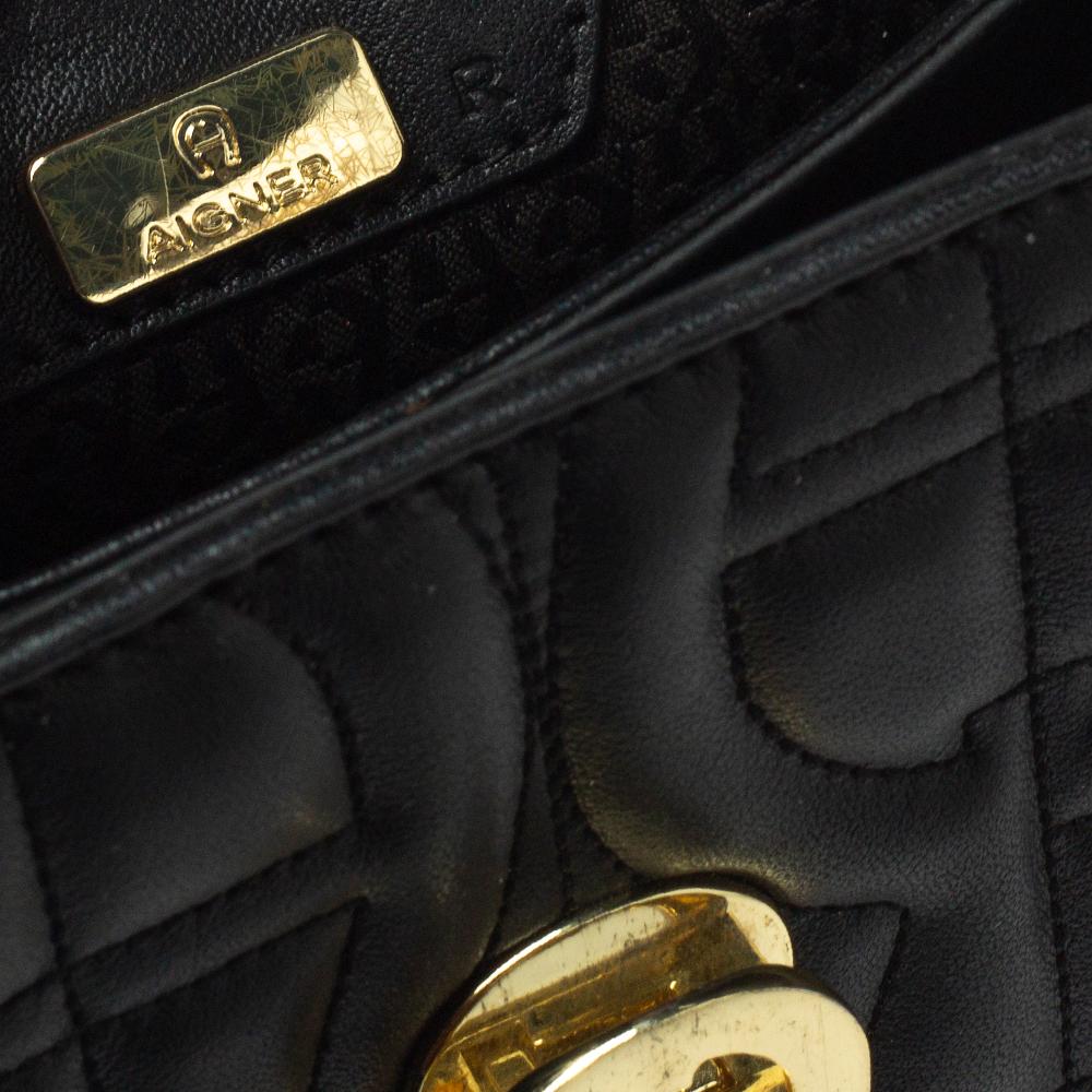 Aigner Black Signature Leather Genoveva Top Handle Bag 2