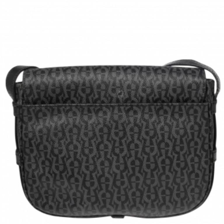Aigner Black Signature PVC and Leather Messenger Bag 3