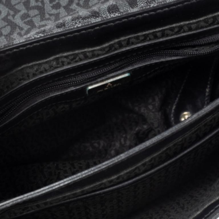 Aigner Black Signature PVC and Leather Messenger Bag 5