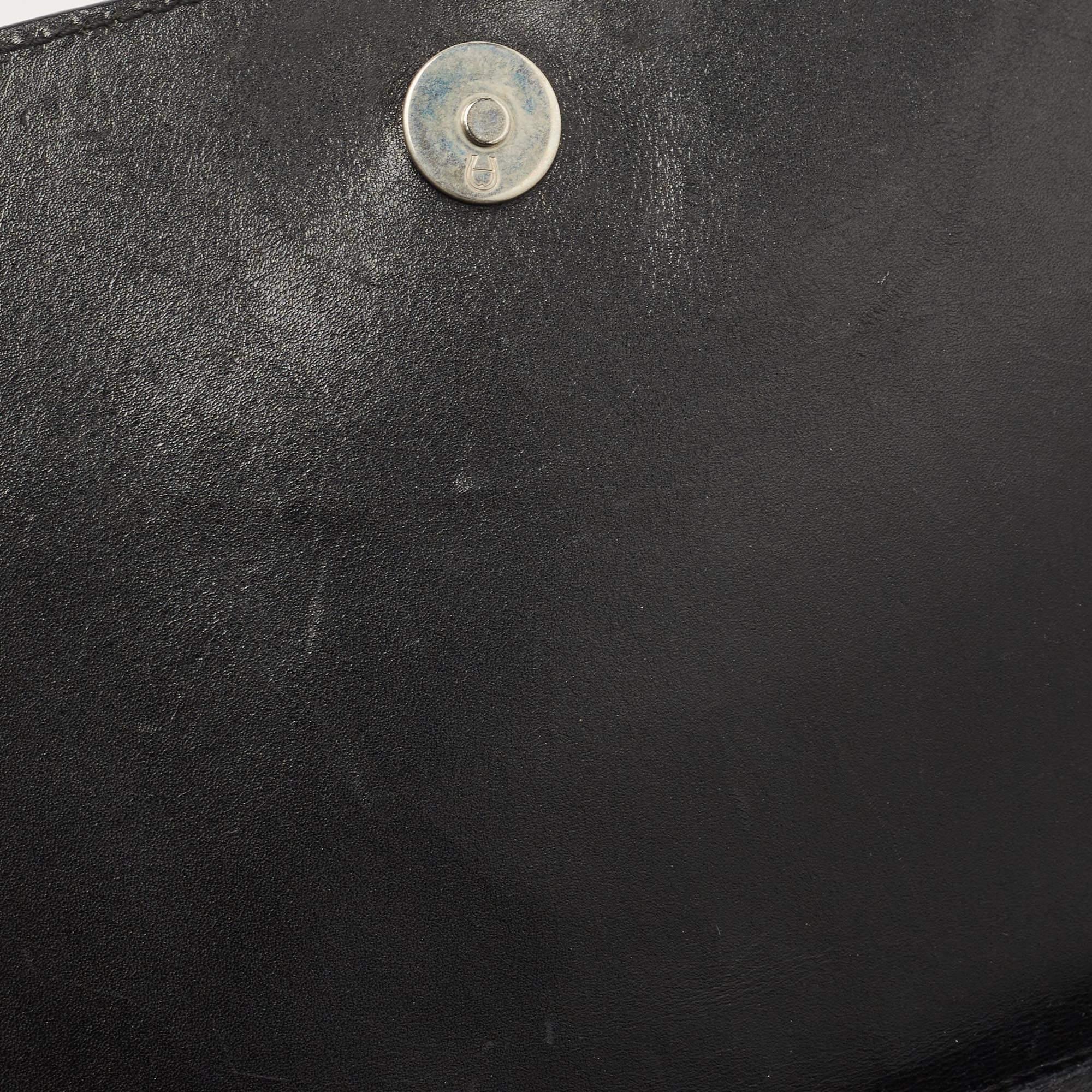 Aigner Black Suede And Leather Logo Flap Clutch For Sale 2
