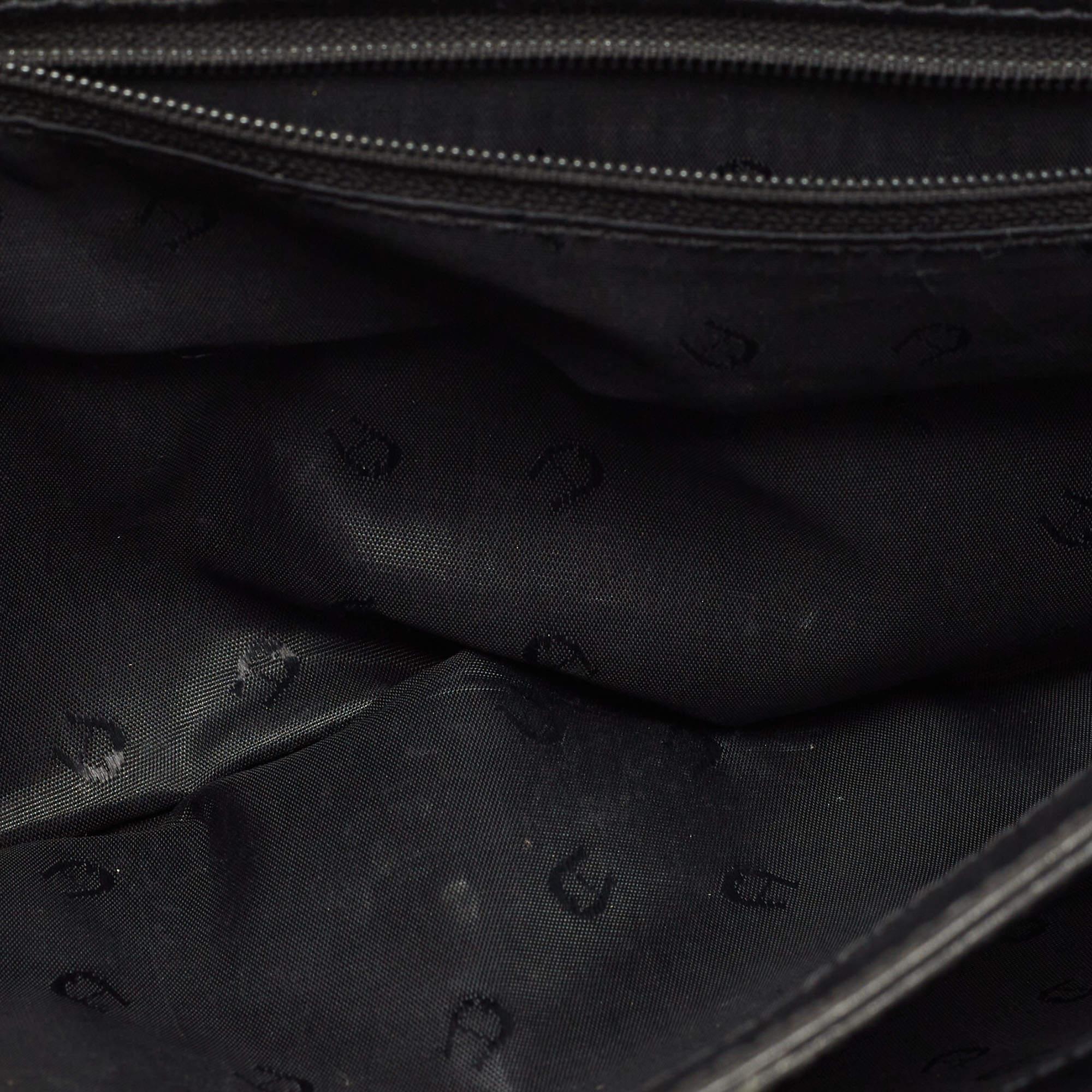 Aigner Black Suede And Leather Logo Flap Clutch For Sale 5