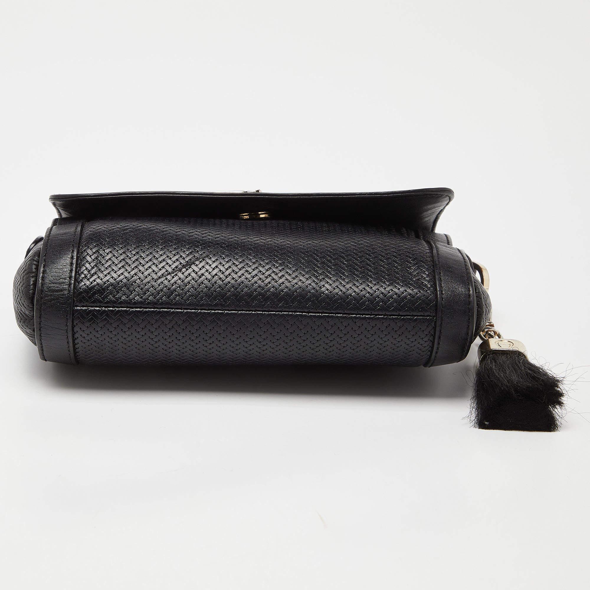 Aigner - Sac à bandoulière Cavallina en cuir texturé noir en vente 1