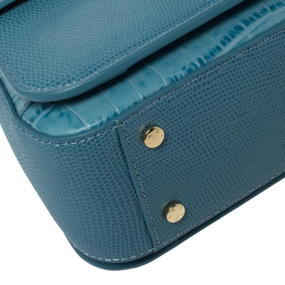 Aigner Blue Croc Embossed Leather Genoveva Top Handle Bag 3