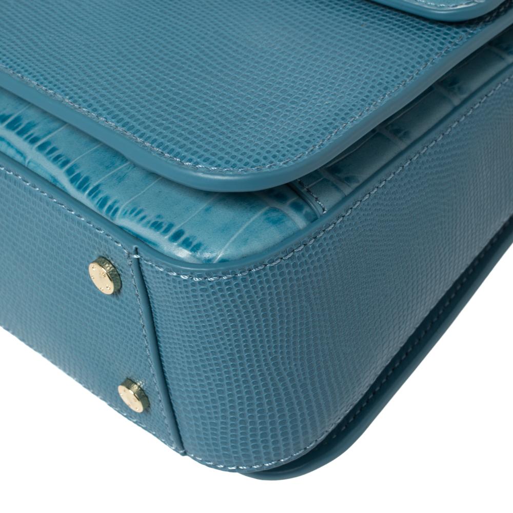 Aigner Blue Croc Embossed Leather Genoveva Top Handle Bag 1