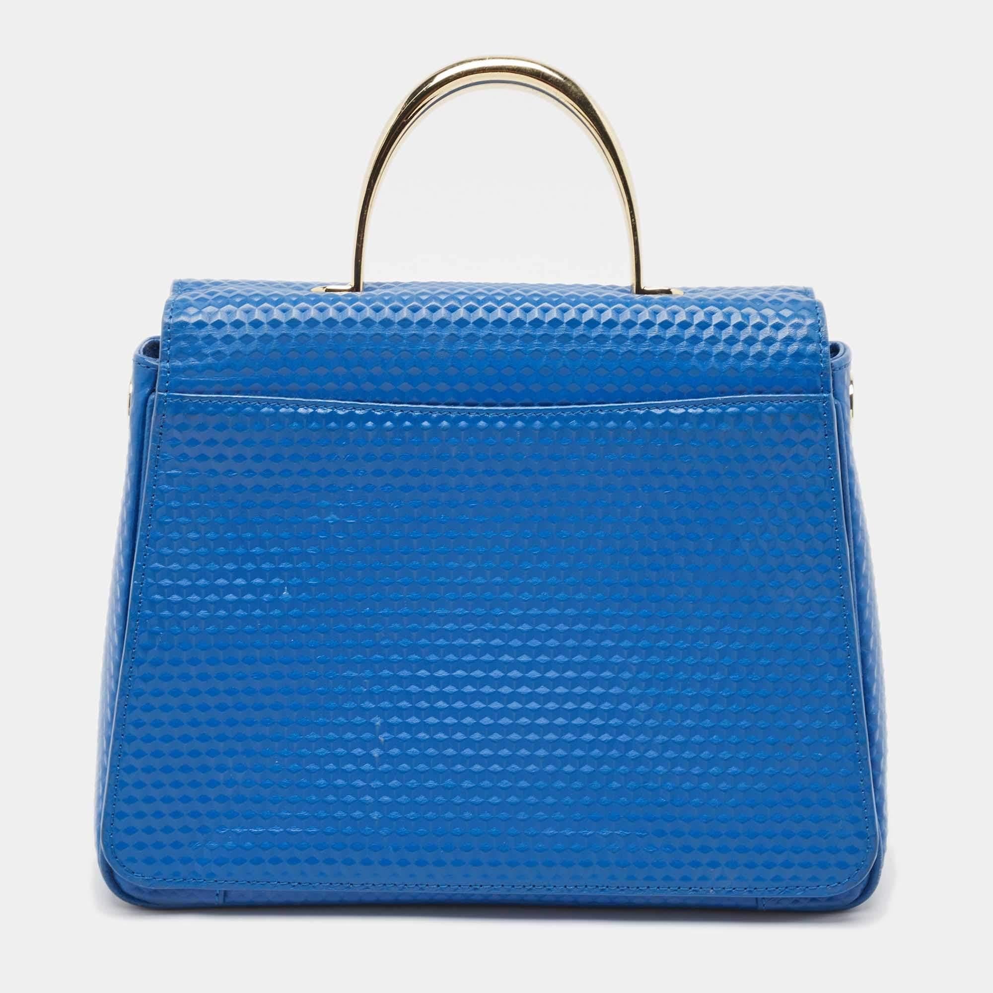 De las mujeres Aigner Bolso de Asa Superior Genoveva M de Piel Repujada Azul en venta