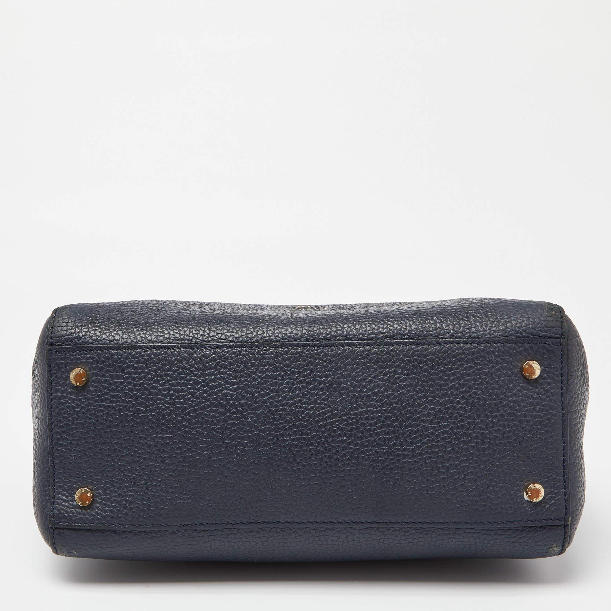 Aigner Blue Grained Leather Cybill Tote For Sale 1