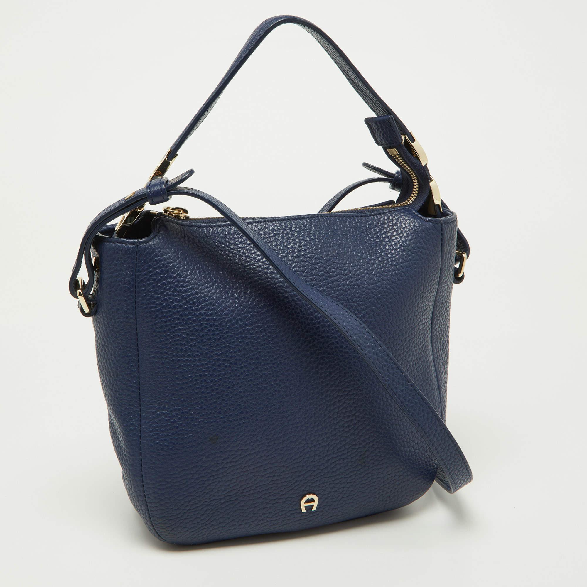 Black Aigner Blue Leather Crossbody Bag
