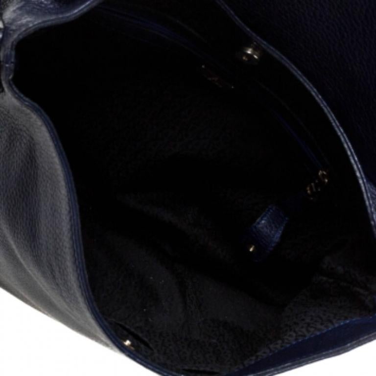 Black Aigner Blue Leather Flap Hobo For Sale