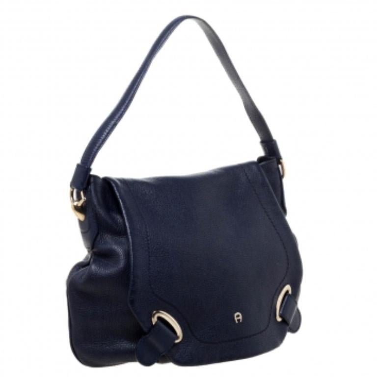 Women's Aigner Blue Leather Flap Hobo For Sale