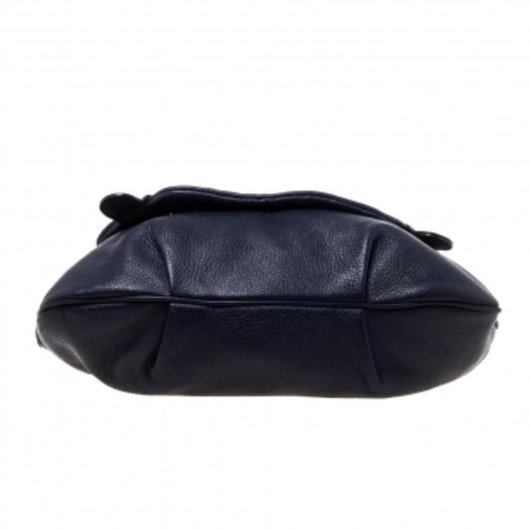 Aigner Blue Leather Flap Hobo For Sale 3