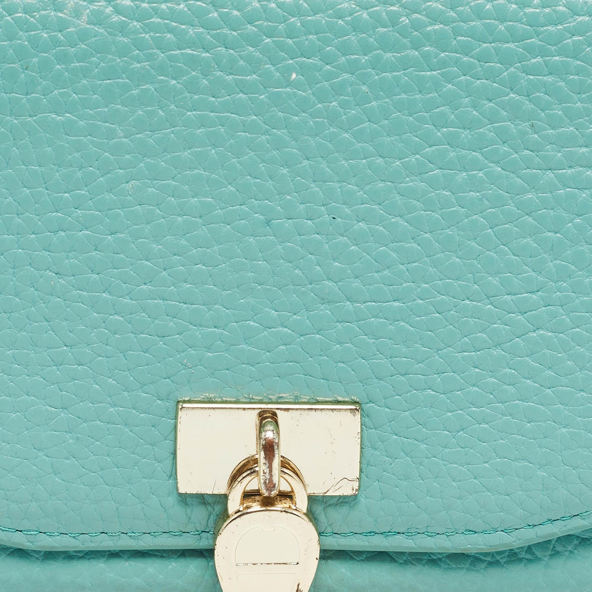 Aigner Blue Leather Logo Charm Flap Continental Wallet For Sale 3