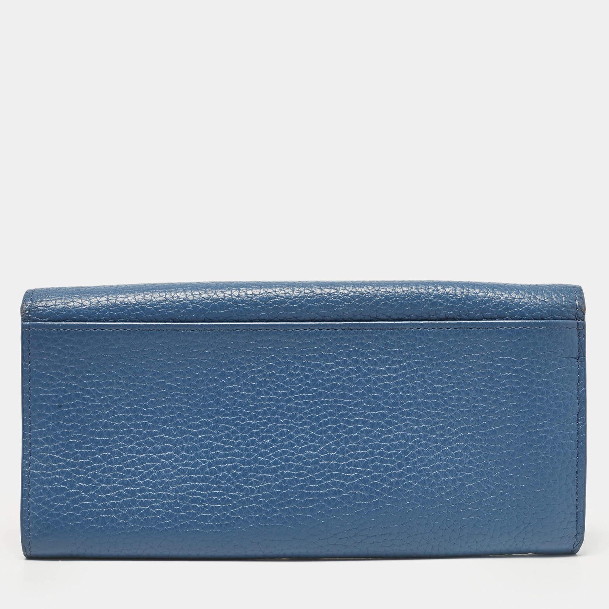 Aigner Blue Leather Logo Flap Continental Wallet For Sale 3