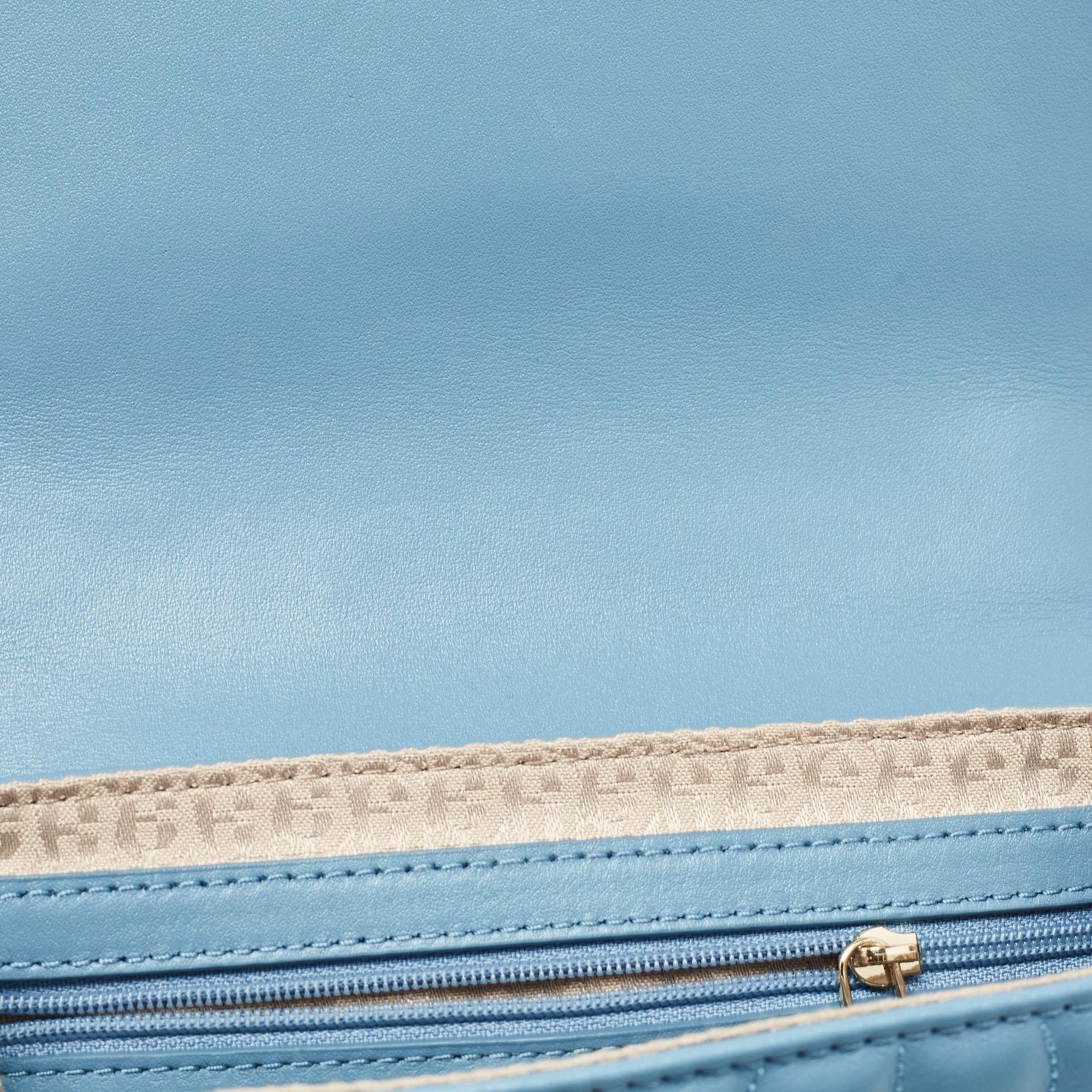 Women's Aigner Blue Quilted Leather Diadora Shoulder Bag For Sale